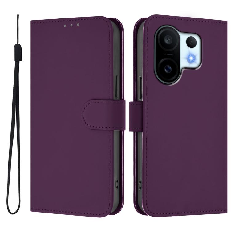 For vivo S30 Pro mini Skin Feel Solid Color Leather Phone Case with Lanyard