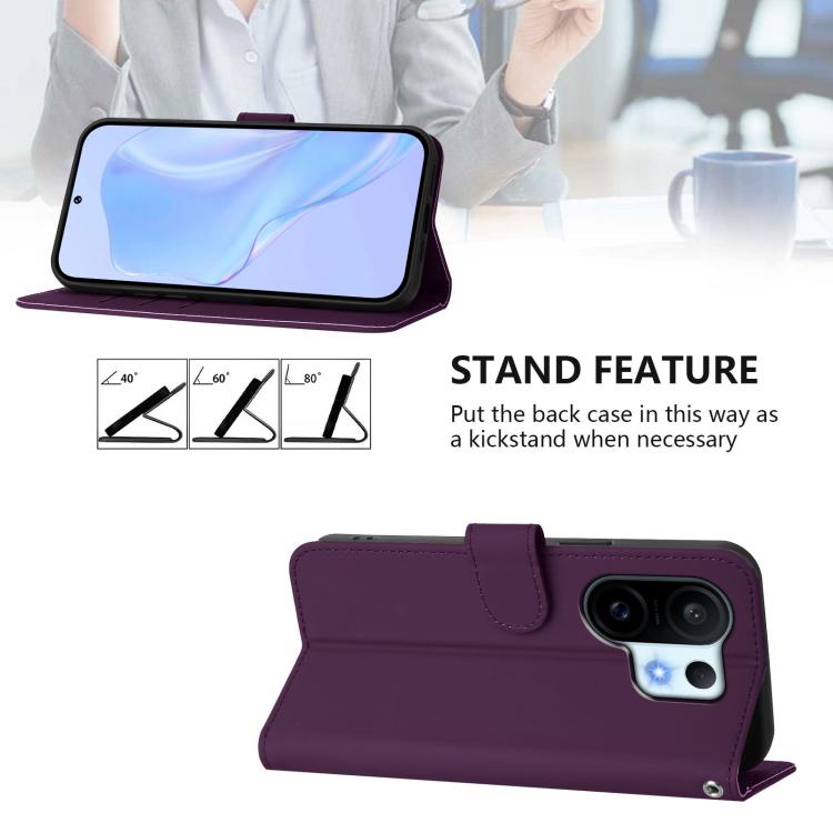 For vivo S30 Pro mini Skin Feel Solid Color Leather Phone Case with Lanyard