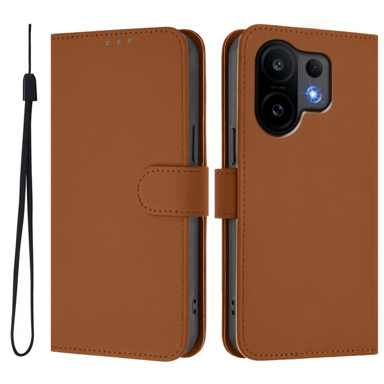 For vivo S30 Skin Feel Solid Color Leather Phone Case with Lanyard