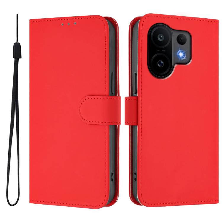 For vivo S30 Skin Feel Solid Color Leather Phone Case with Lanyard