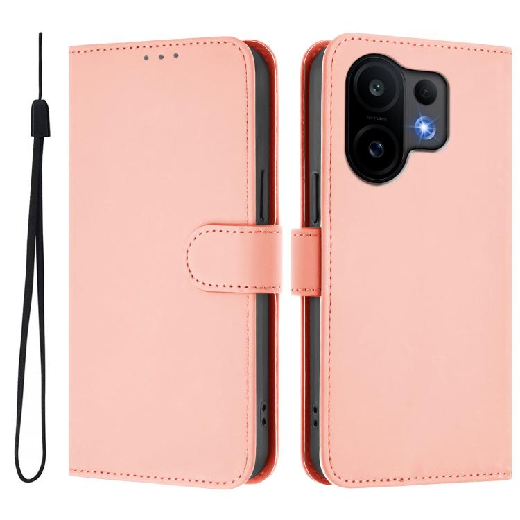 For vivo S30 Skin Feel Solid Color Leather Phone Case with Lanyard