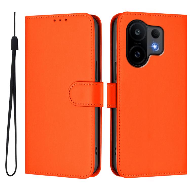 For vivo S30 Skin Feel Solid Color Leather Phone Case with Lanyard