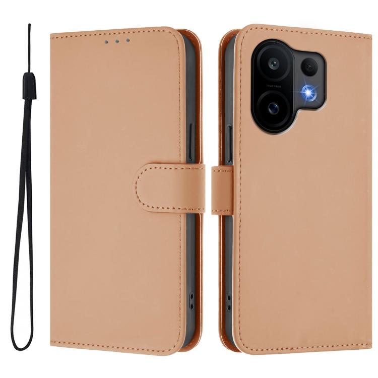 For vivo S30 Skin Feel Solid Color Leather Phone Case with Lanyard
