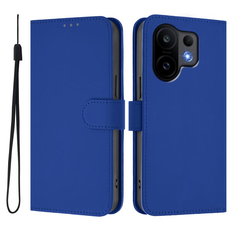 For vivo S30 Skin Feel Solid Color Leather Phone Case with Lanyard
