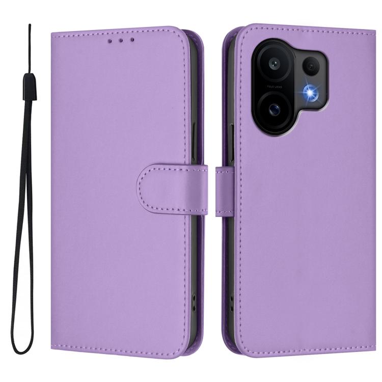 For vivo S30 Skin Feel Solid Color Leather Phone Case with Lanyard