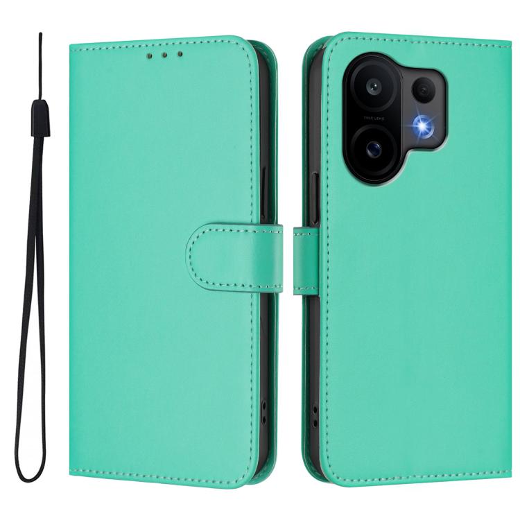 For vivo S30 Skin Feel Solid Color Leather Phone Case with Lanyard