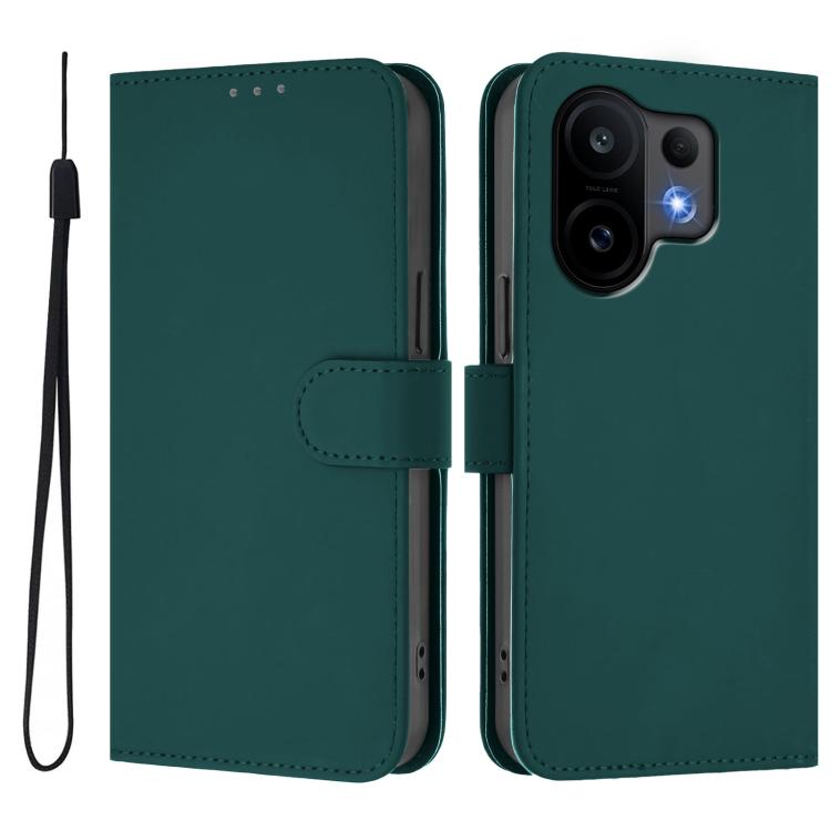 For vivo S30 Skin Feel Solid Color Leather Phone Case with Lanyard