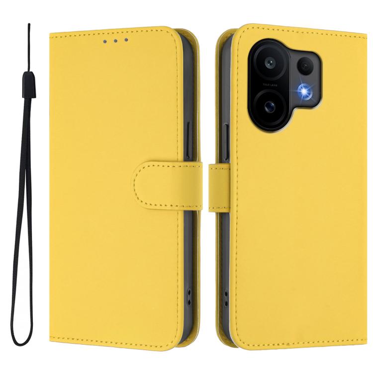 For vivo S30 Skin Feel Solid Color Leather Phone Case with Lanyard
