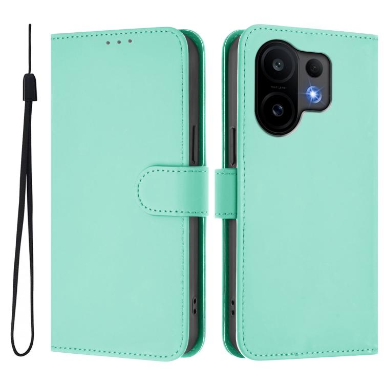 For vivo S30 Skin Feel Solid Color Leather Phone Case with Lanyard