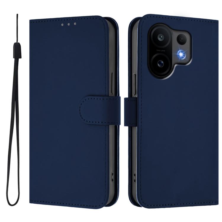 For vivo S30 Skin Feel Solid Color Leather Phone Case with Lanyard