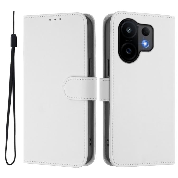 For vivo S30 Skin Feel Solid Color Leather Phone Case with Lanyard