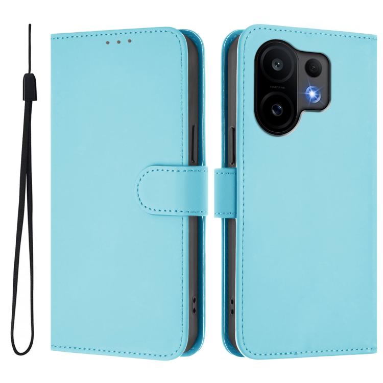 For vivo S30 Skin Feel Solid Color Leather Phone Case with Lanyard