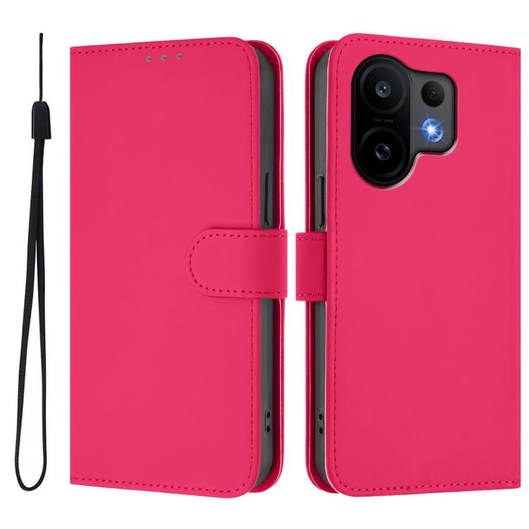 For vivo S30 Skin Feel Solid Color Leather Phone Case with Lanyard