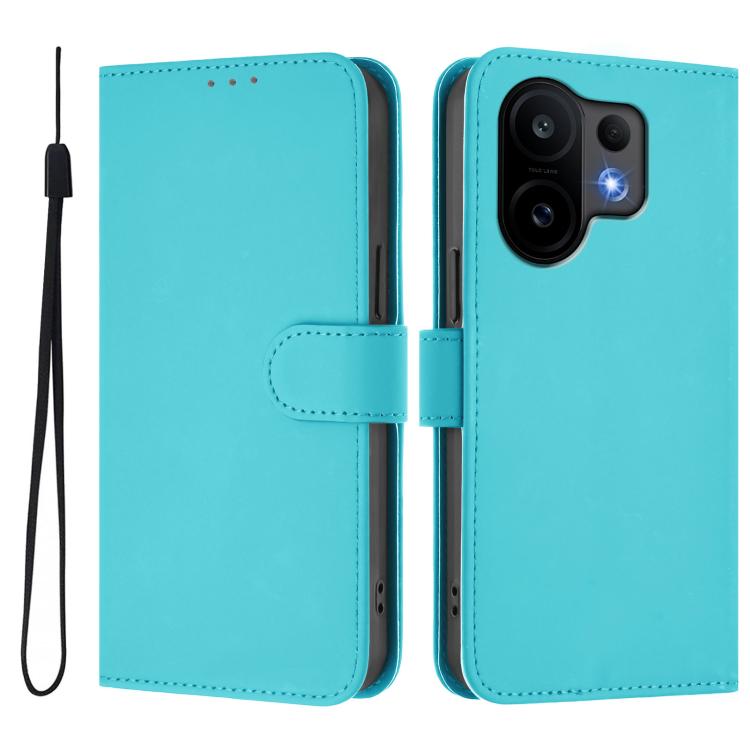 For vivo S30 Skin Feel Solid Color Leather Phone Case with Lanyard