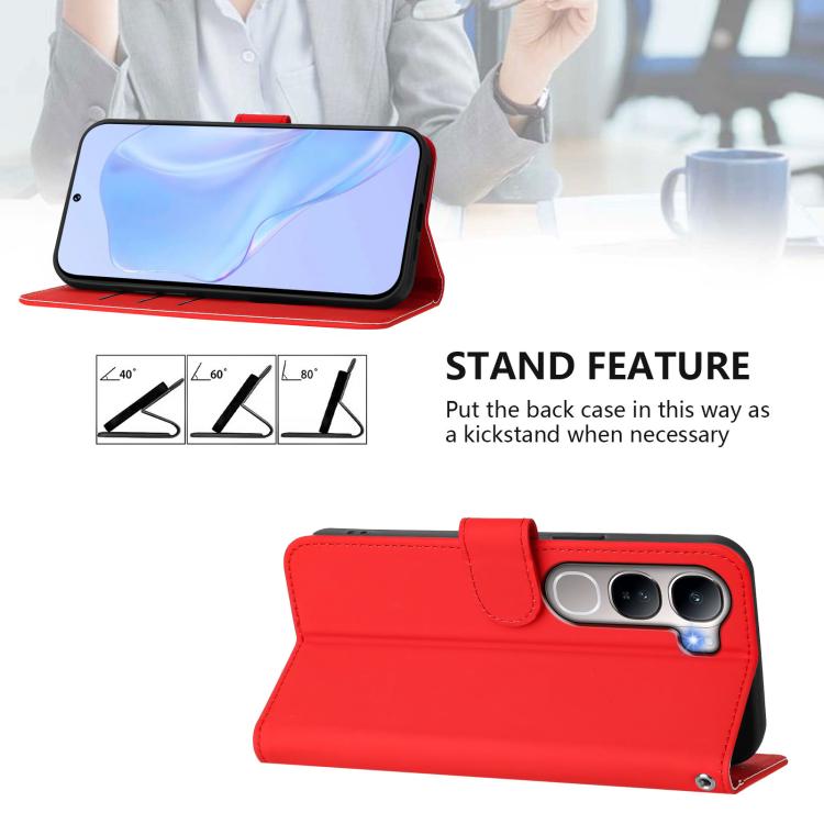 For vivo Y31 5G Global Skin Feel Solid Color Leather Phone Case with Lanyard