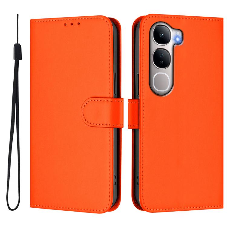 For vivo Y31 5G Global Skin Feel Solid Color Leather Phone Case with Lanyard