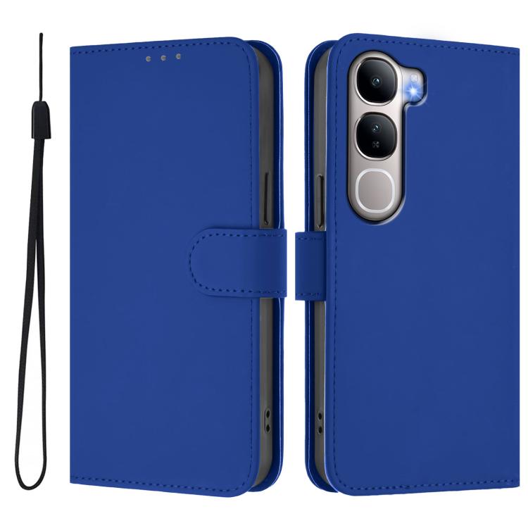 For vivo Y31 5G Global Skin Feel Solid Color Leather Phone Case with Lanyard