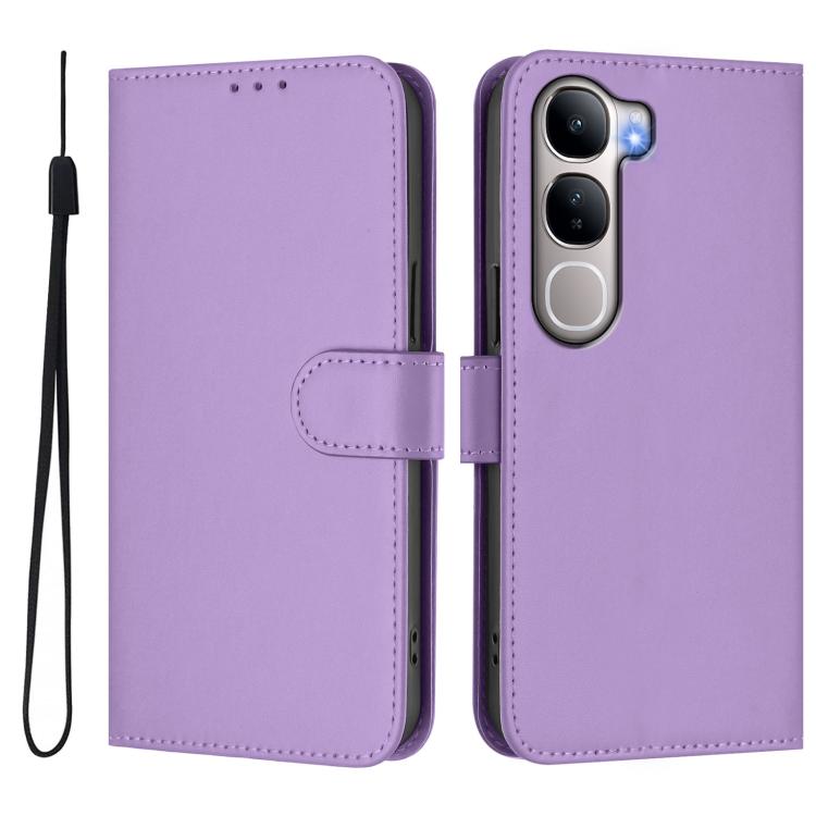 For vivo Y31 5G Global Skin Feel Solid Color Leather Phone Case with Lanyard
