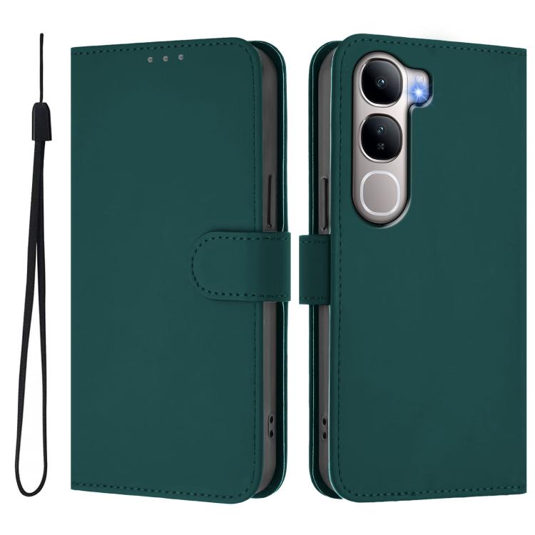 For vivo Y31 5G Global Skin Feel Solid Color Leather Phone Case with Lanyard