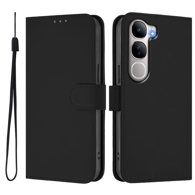 For vivo Y31 5G Global Skin Feel Solid Color Leather Phone Case with Lanyard