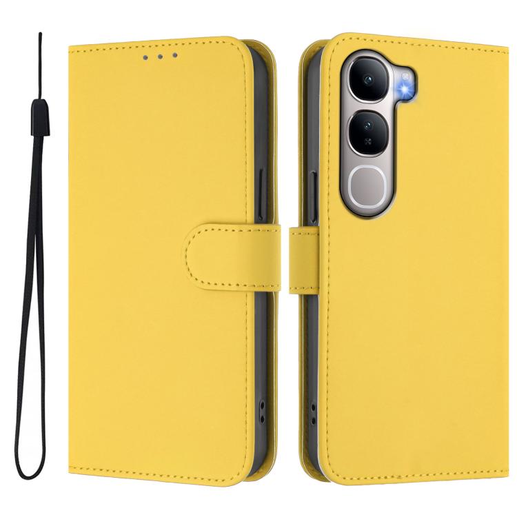 For vivo Y31 5G Global Skin Feel Solid Color Leather Phone Case with Lanyard