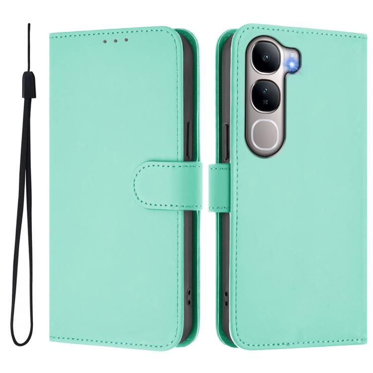 For vivo Y31 5G Global Skin Feel Solid Color Leather Phone Case with Lanyard