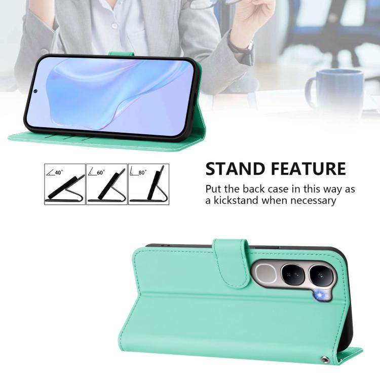 For vivo Y31 5G Global Skin Feel Solid Color Leather Phone Case with Lanyard