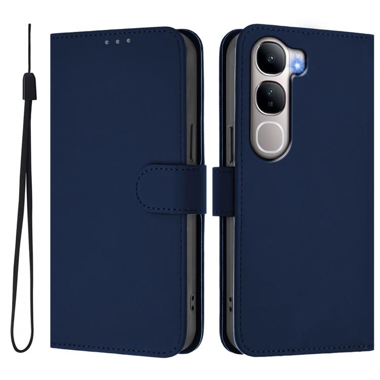 For vivo Y31 5G Global Skin Feel Solid Color Leather Phone Case with Lanyard