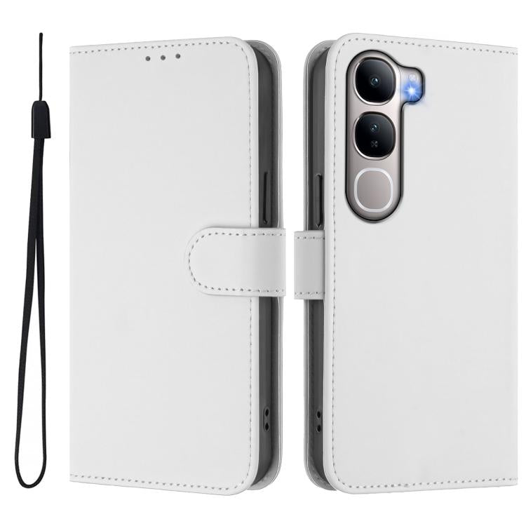 For vivo Y31 5G Global Skin Feel Solid Color Leather Phone Case with Lanyard