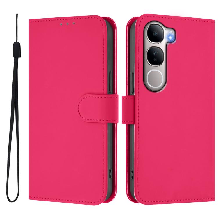 For vivo Y31 5G Global Skin Feel Solid Color Leather Phone Case with Lanyard