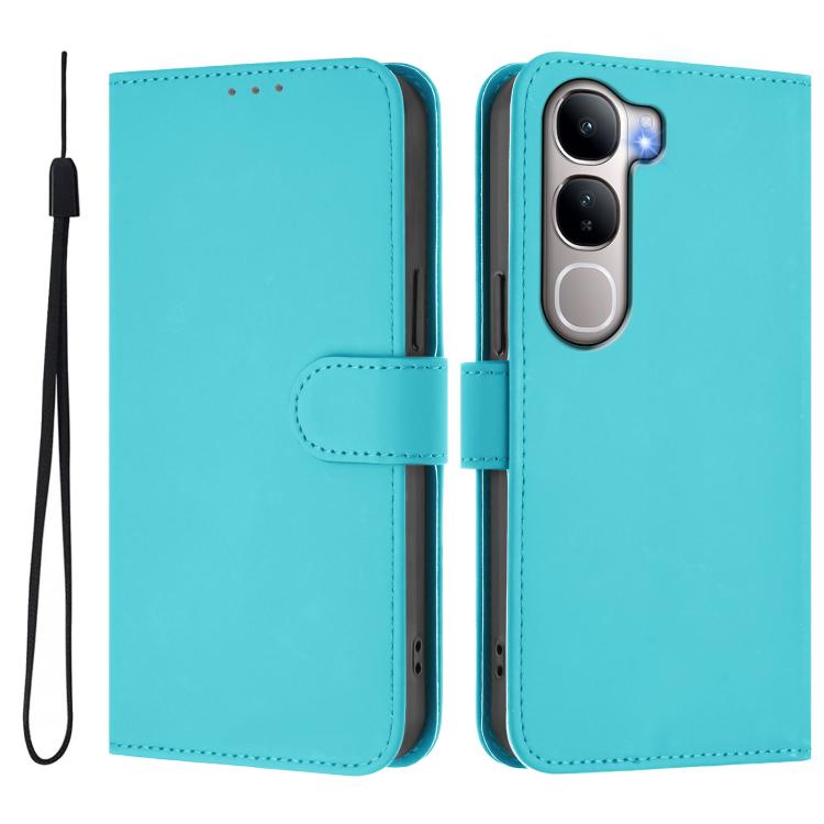 For vivo Y31 5G Global Skin Feel Solid Color Leather Phone Case with Lanyard