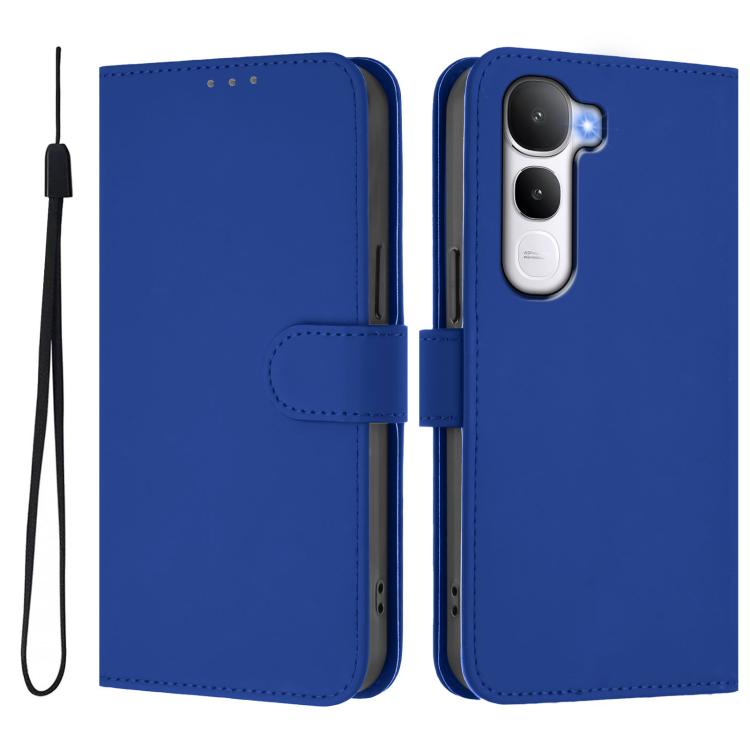 For vivo Y400 4G Skin Feel Solid Color Leather Phone Case with Lanyard