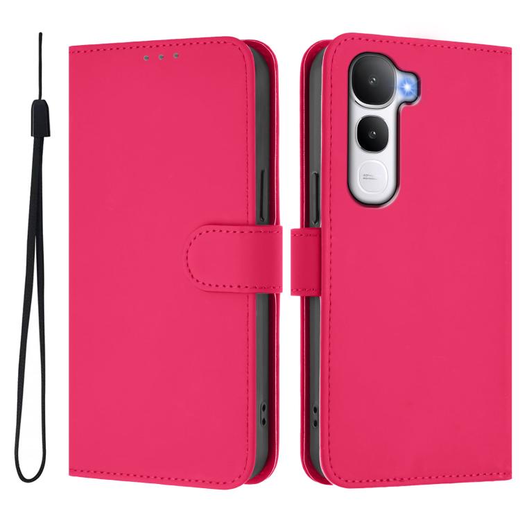 For vivo Y400 4G Skin Feel Solid Color Leather Phone Case with Lanyard