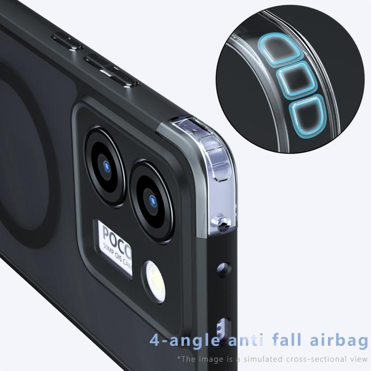 For Xiaomi Poco M7 Pro 5G Armor MagSafe PC Hybrid TPU Phone Case - Frosted Black
