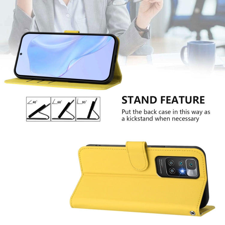 For Redmi 10 4G 2021 Global Skin Feel Solid Color Leather Phone Case with Lanyard