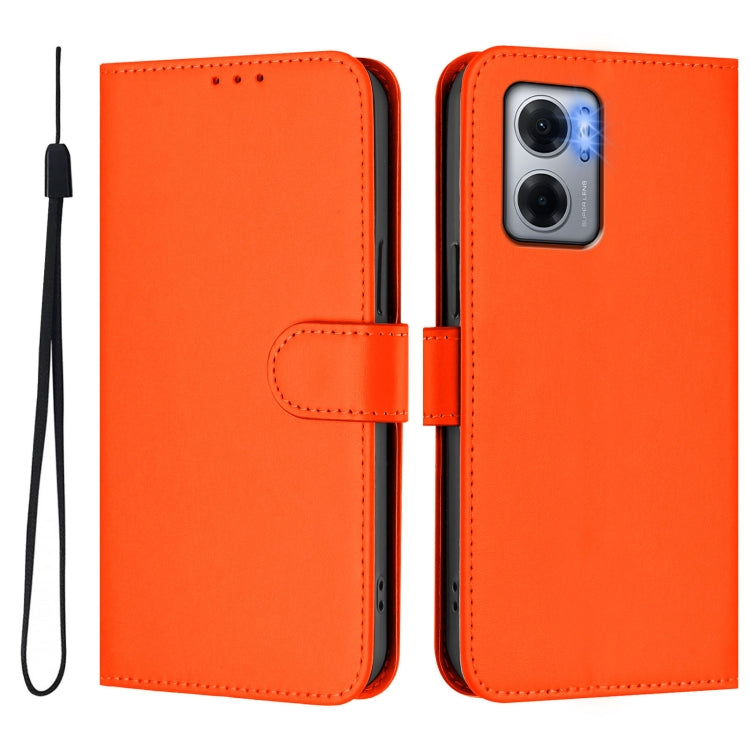 For Redmi 10 5G / Note 11E 5G Skin Feel Solid Color Leather Phone Case with Lanyard