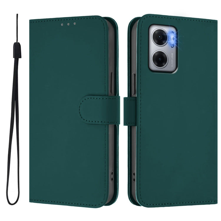 For Redmi 10 5G / Note 11E 5G Skin Feel Solid Color Leather Phone Case with Lanyard
