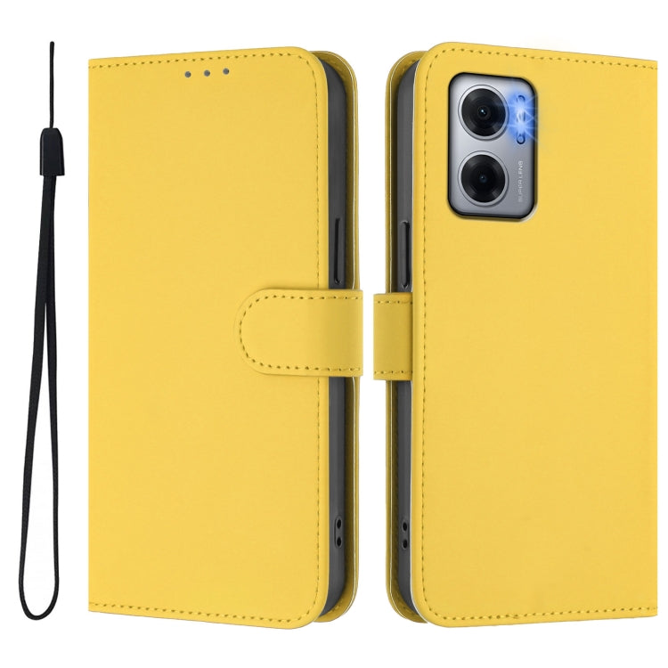 For Redmi 10 5G / Note 11E 5G Skin Feel Solid Color Leather Phone Case with Lanyard