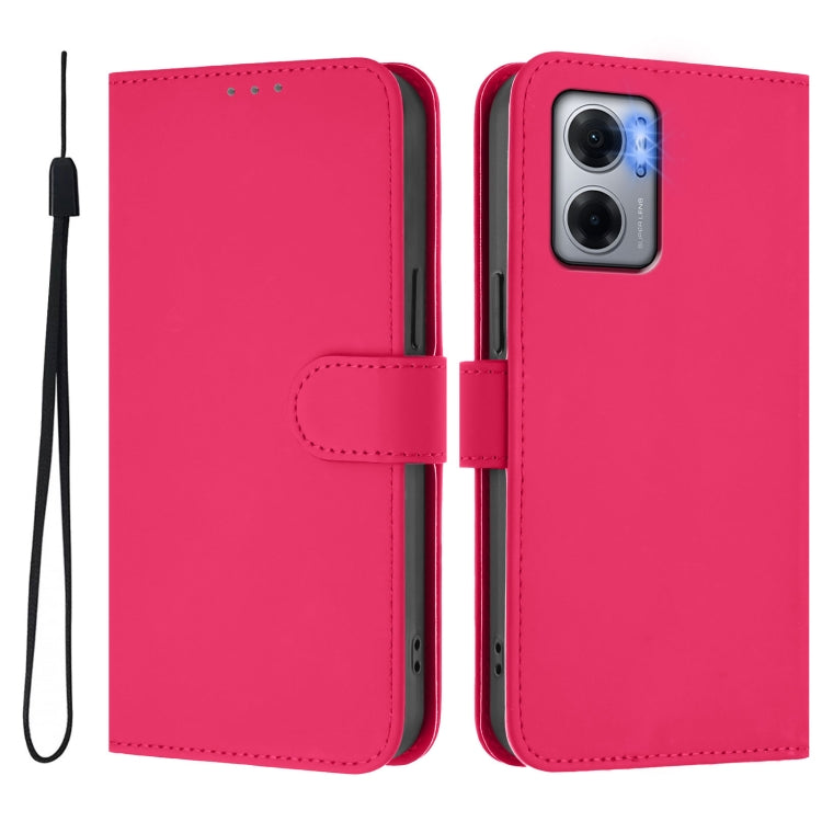 For Redmi 10 5G / Note 11E 5G Skin Feel Solid Color Leather Phone Case with Lanyard
