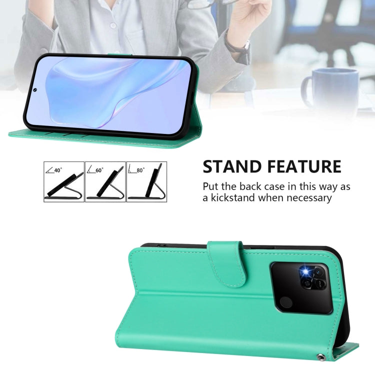 For Redmi 10A Skin Feel Solid Color Leather Phone Case with Lanyard