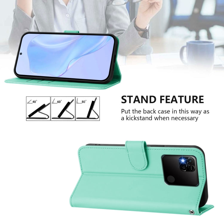For Redmi 10A Skin Feel Solid Color Leather Phone Case with Lanyard