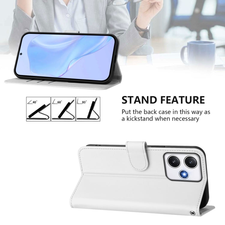 For Redmi 12 4G Global / Note 12R Skin Feel Solid Color Leather Phone Case with Lanyard