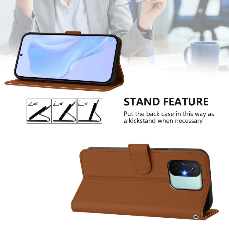 For Redmi 12C / 11A Skin Feel Solid Color Leather Phone Case with Lanyard