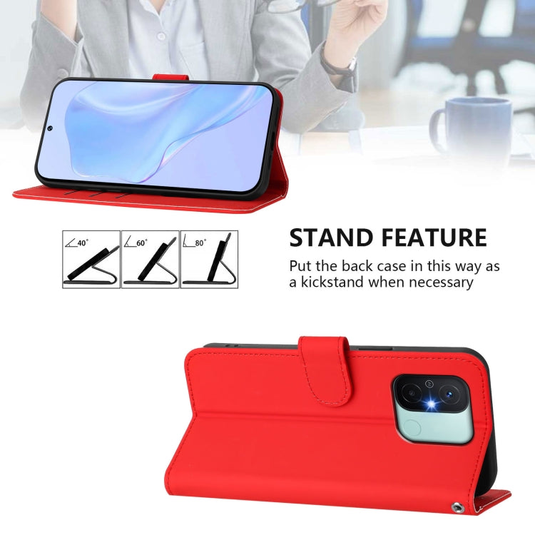 For Redmi 12C / 11A Skin Feel Solid Color Leather Phone Case with Lanyard