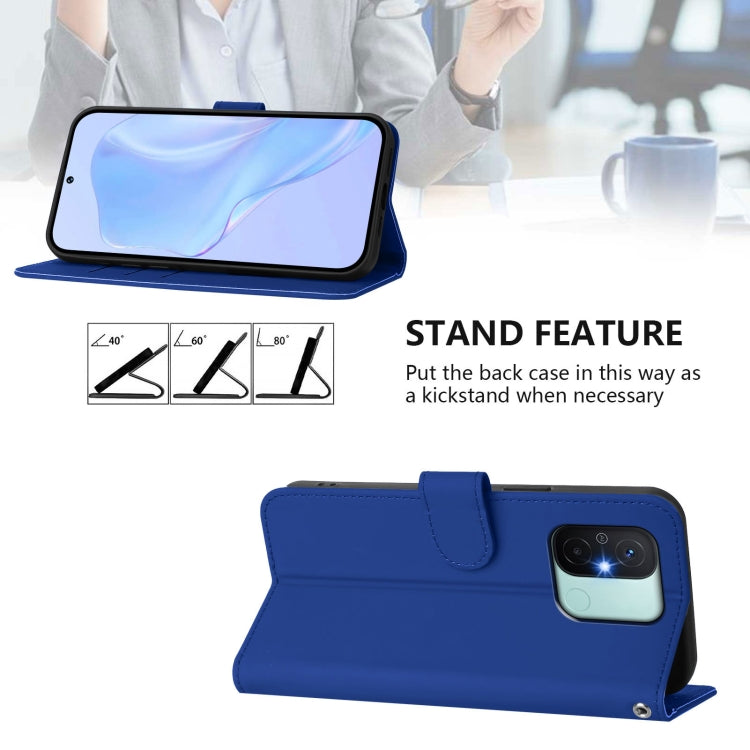 For Redmi 12C / 11A Skin Feel Solid Color Leather Phone Case with Lanyard