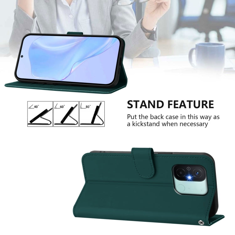For Redmi 12C / 11A Skin Feel Solid Color Leather Phone Case with Lanyard