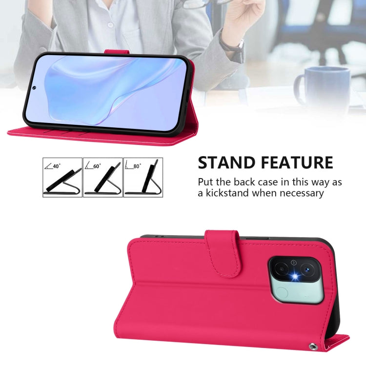For Redmi 12C / 11A Skin Feel Solid Color Leather Phone Case with Lanyard