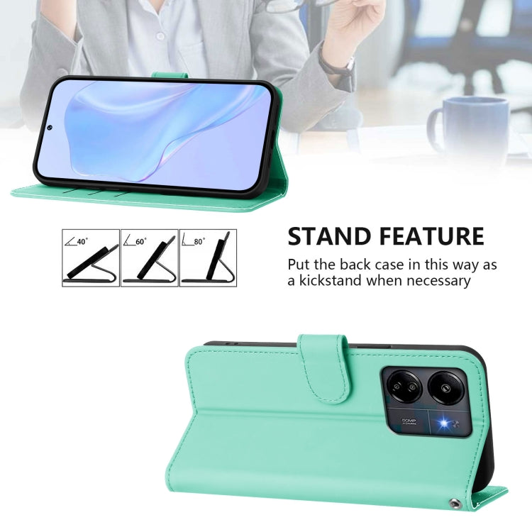 For Redmi 13C 4G Global Skin Feel Solid Color Leather Phone Case with Lanyard