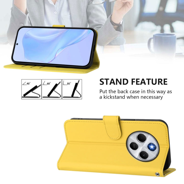For Redmi 14C 4G Skin Feel Solid Color Leather Phone Case with Lanyard