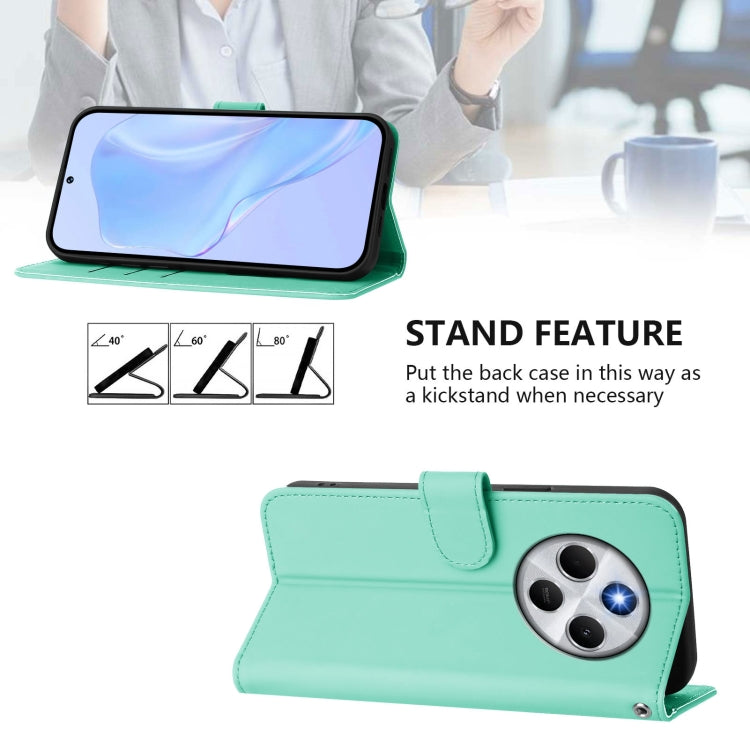 For Redmi 14C 4G Skin Feel Solid Color Leather Phone Case with Lanyard
